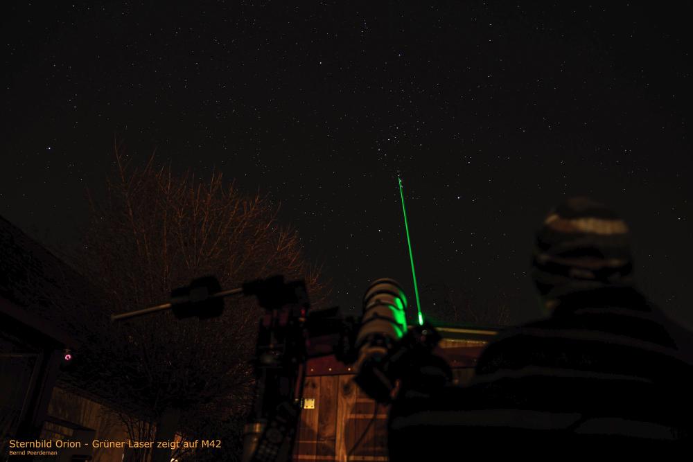 Nr. 02: Sternbild Orion – Grüner Laser zeigt auf M42