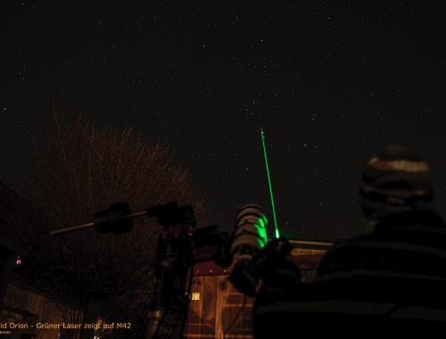 Nr. 02: Sternbild Orion – Grüner Laser zeigt auf M42